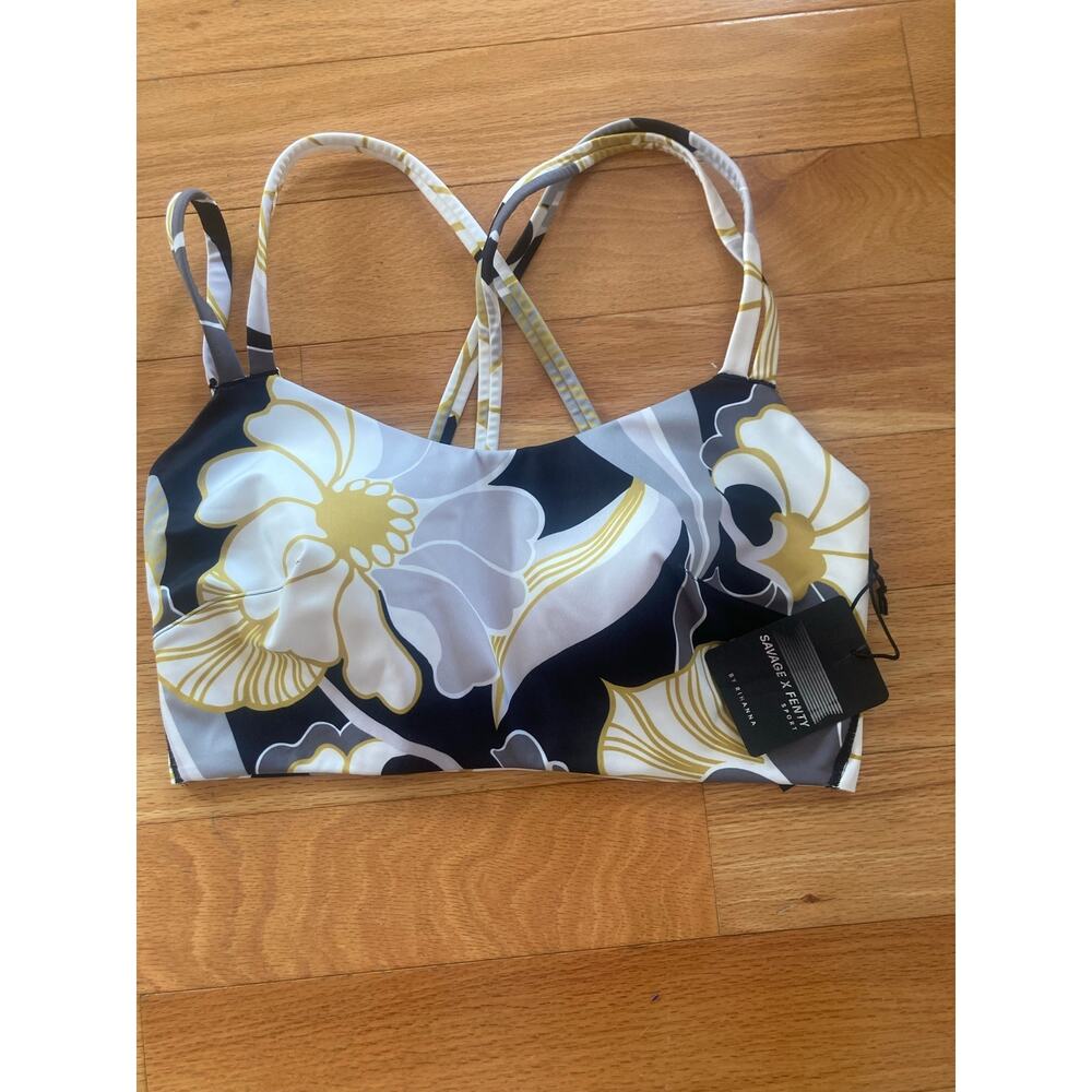 Savage X Fenty On Rhipeat Sports Bra Sweet Olive Yellow Petal Trippin 1X - Picture 6 of 7
